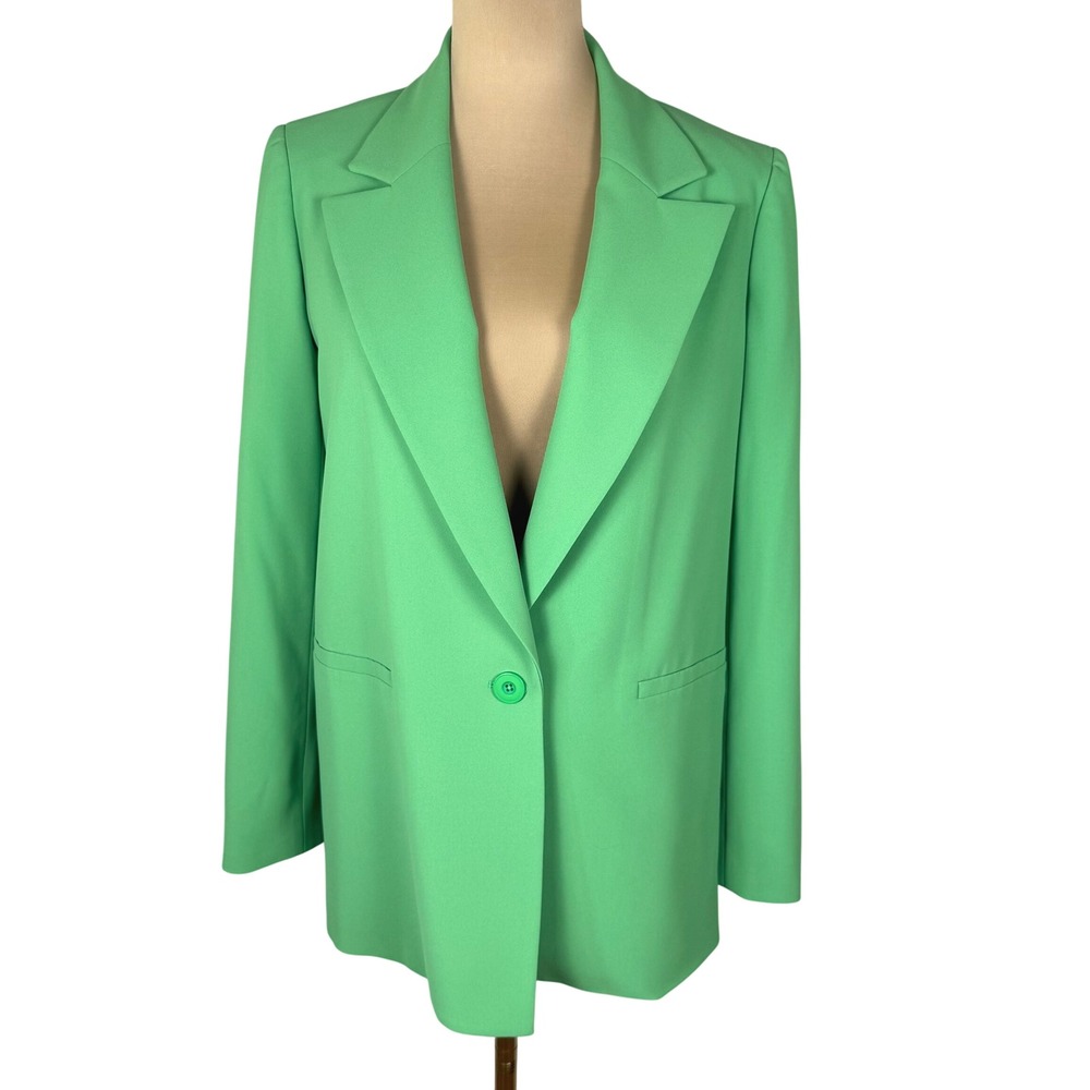 Alice + Olivia Denny Bright Kelly Green Boyfriend Blazer Size 2 EUC Preppy